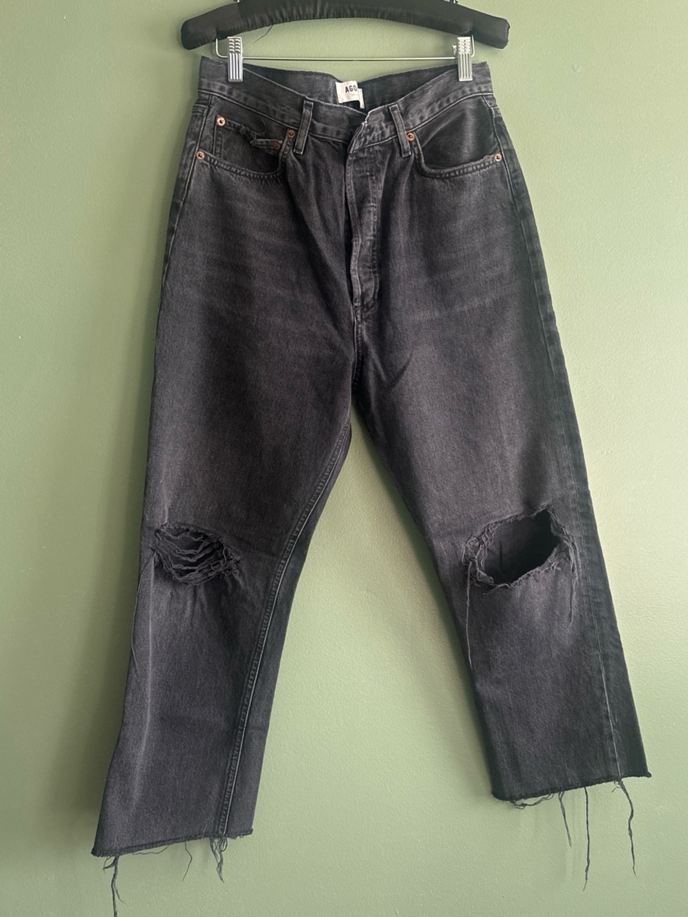 Black Distressed agolde jeans